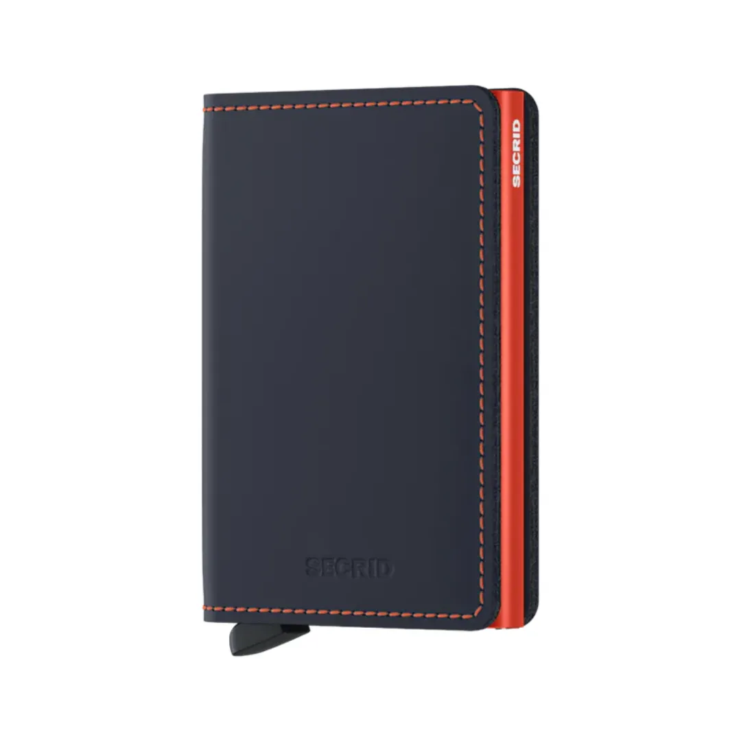 Slimwallet Matte Nightblue & Orange, by Secrids
