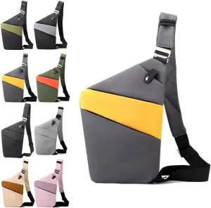 Sling Bag Anti-Thief Crossbody Personal Pocket Bag Lightweight Chest Shoulder Backpack, Christmas Gift for Him (Right Yellow)