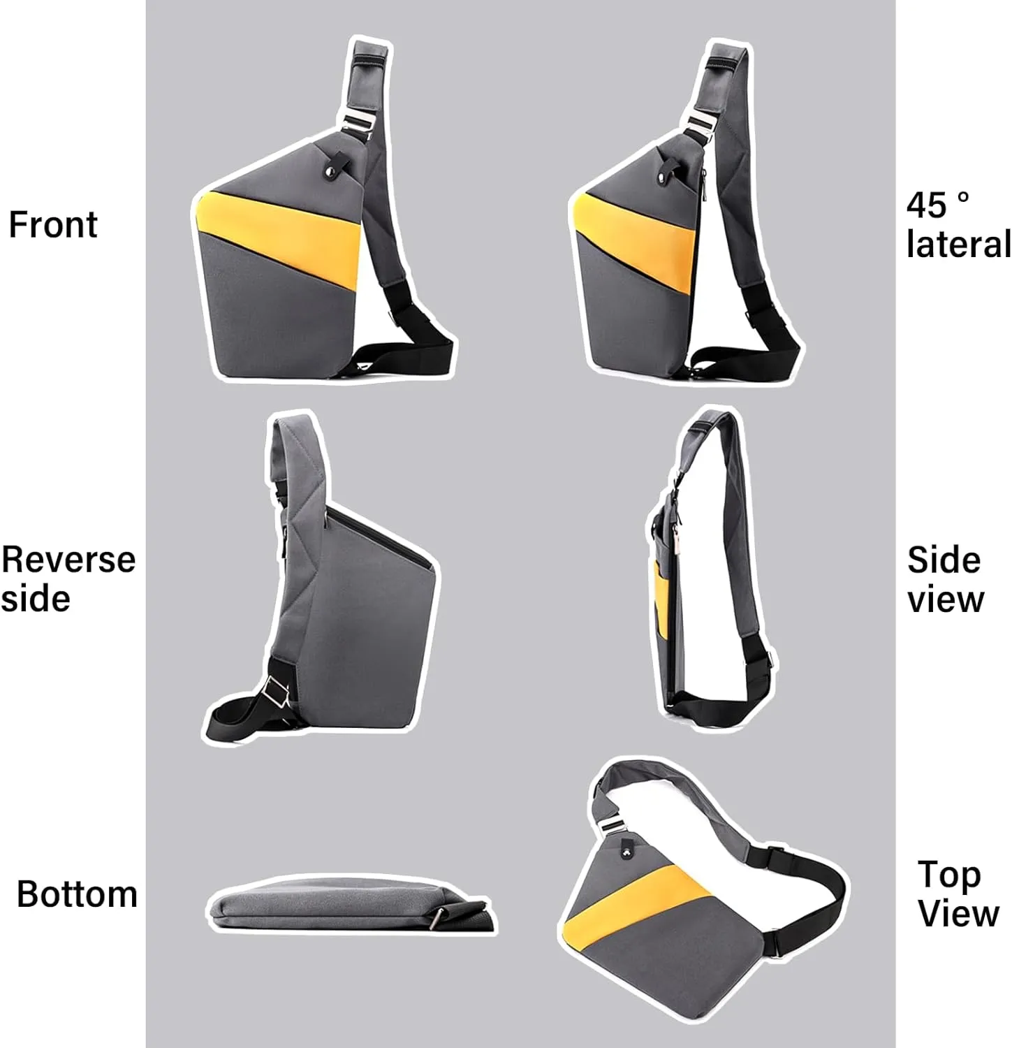 Sling Bag Anti-Thief Crossbody Personal Pocket Bag Lightweight Chest Shoulder Backpack, Christmas Gift for Him (Right Yellow)