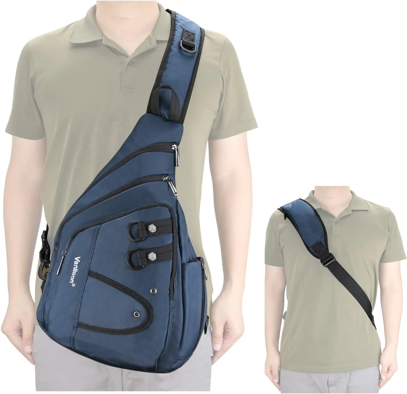 Sling Bag Sling Backpack Shoulder Bag Crossbody Bag Men Chest Bag Man Purse Side Bag Blue