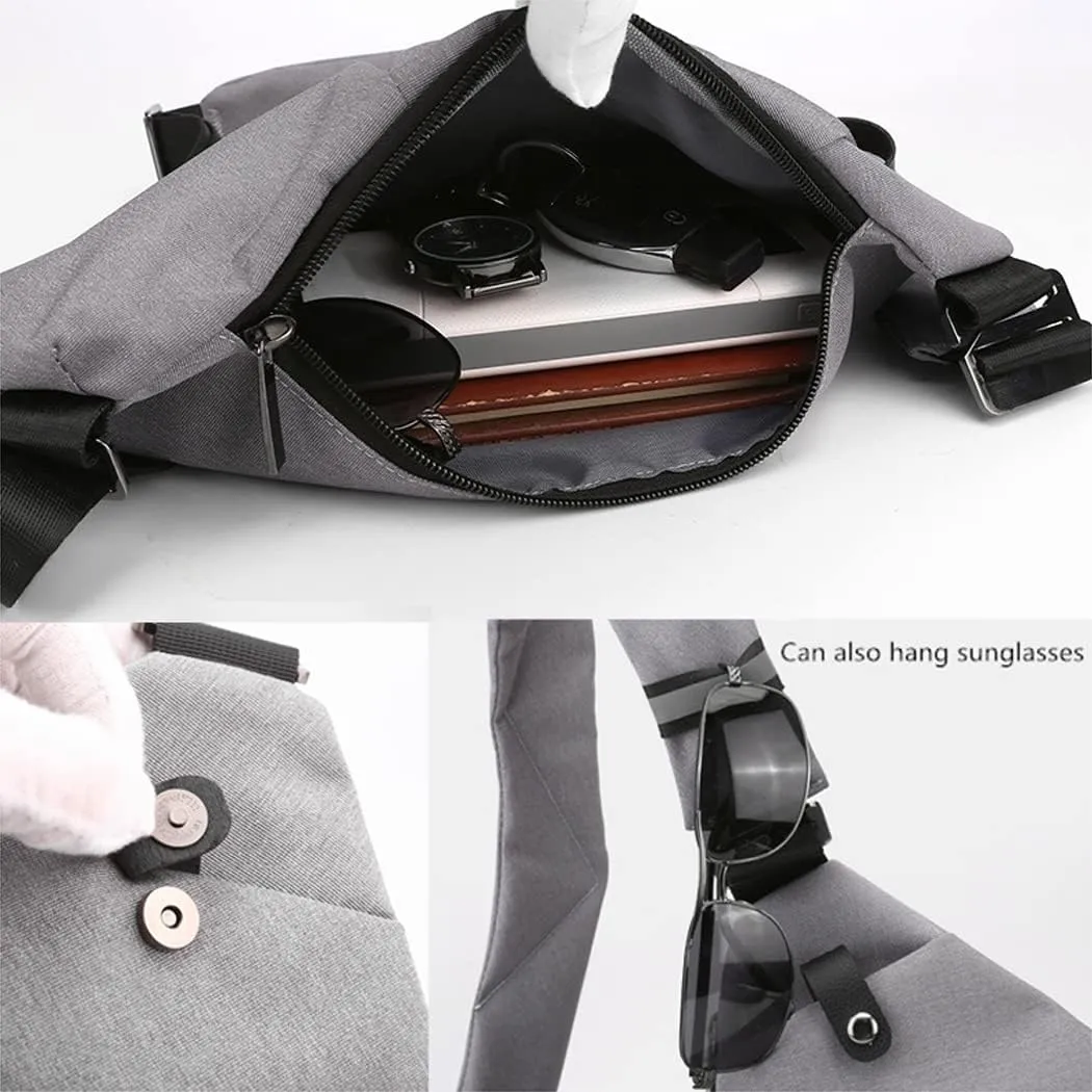 Sling Crossbody Bags Anti-thief Slim Personal Flex Bag Safe Purse Bags for Women Men Waterproof (Navy Blue, Right)