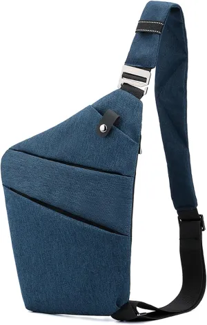 Sling Crossbody Bags Anti-thief Slim Personal Flex Bag Safe Purse Bags for Women Men Waterproof (Navy Blue, Right)