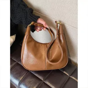 Small Hobo Bags for Women Leather Shoulder Bag Retro Crescent Crossbody Bags Trendy Purses Zipper