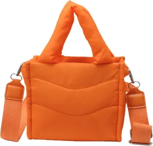 Small Puffer Tote Bag for Women Handbag, Quilted Nylon Shoulder Crossbody Puffy Padded Purse