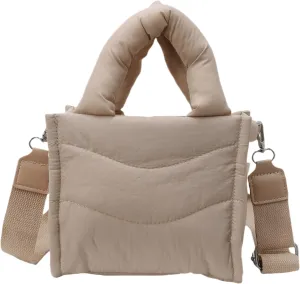 Small Puffer Tote Bag for Women Handbag, Quilted Nylon Shoulder Crossbody Puffy Padded Purse
