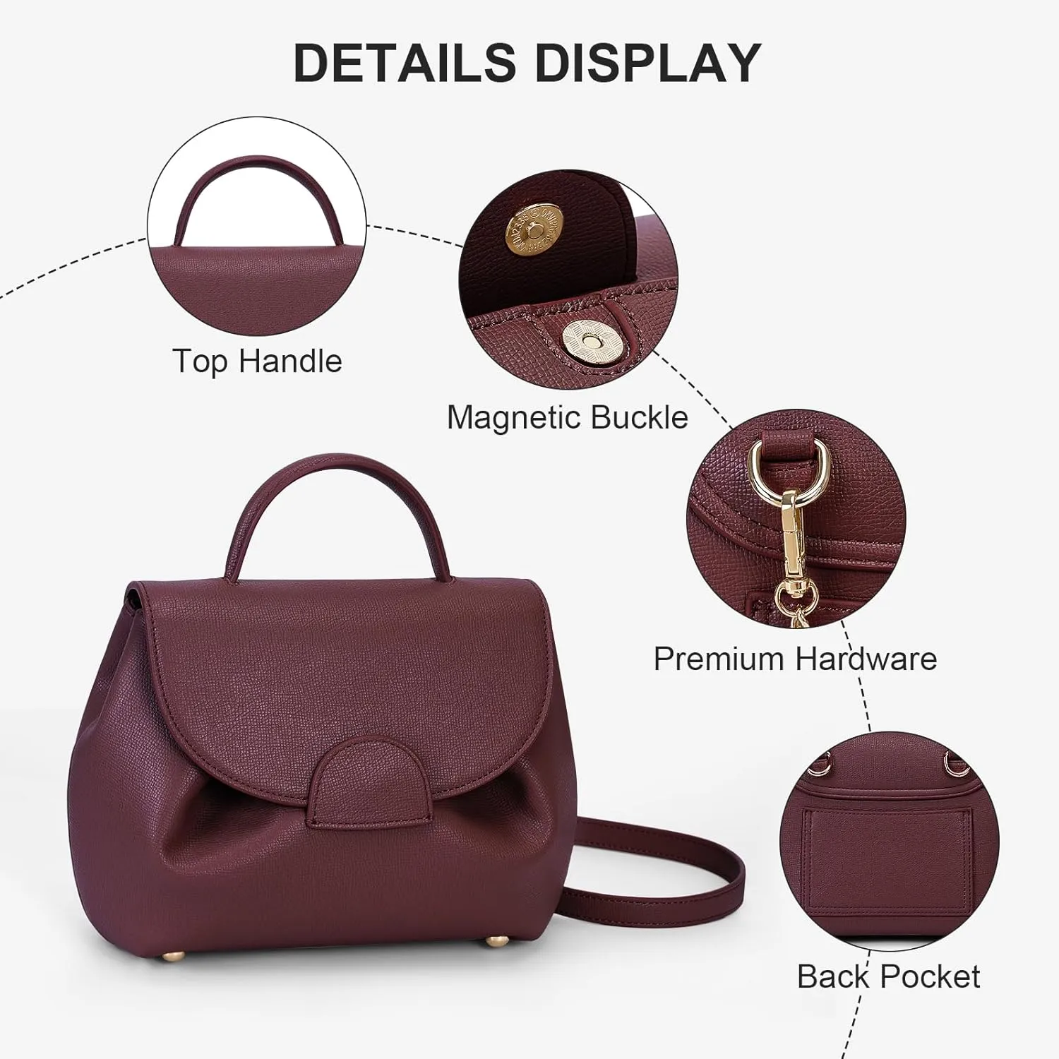 Small Top Handle Bag Crossbody Bags Purses for Women Designer Luxury Mini Faux Leather Shoulder Bag Handbag Satchels