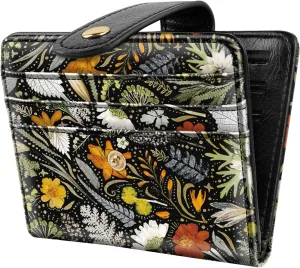 Small Wallets for Women Slim Minimalistfor Bifold Credit Card Holder for Pocket or Purse, Dried Flowers