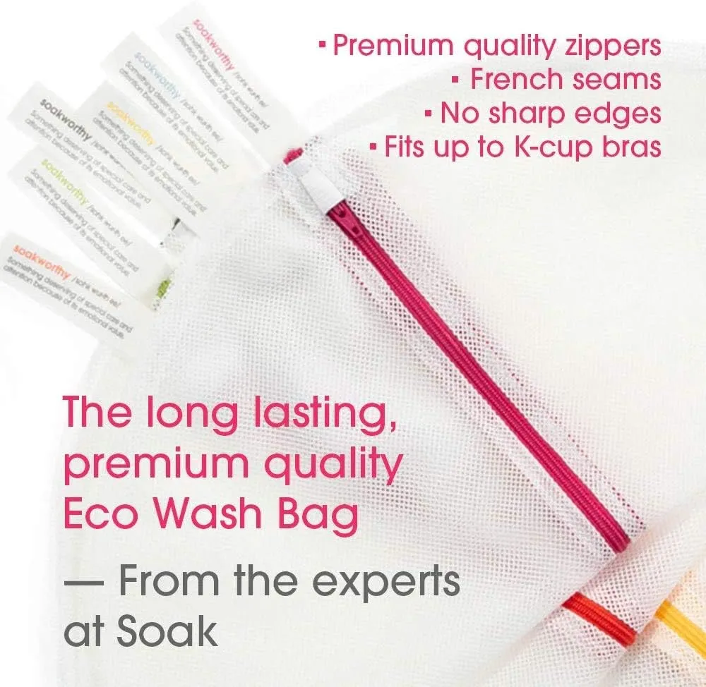SoakBox - Soak Laundry Soap & Eco Wash Bag Set - 90 mL / 3 fl. oz Eco-Friendly Soap and 16 Inch Circle 100% Recycled RPET Wash Bag (Scentless)