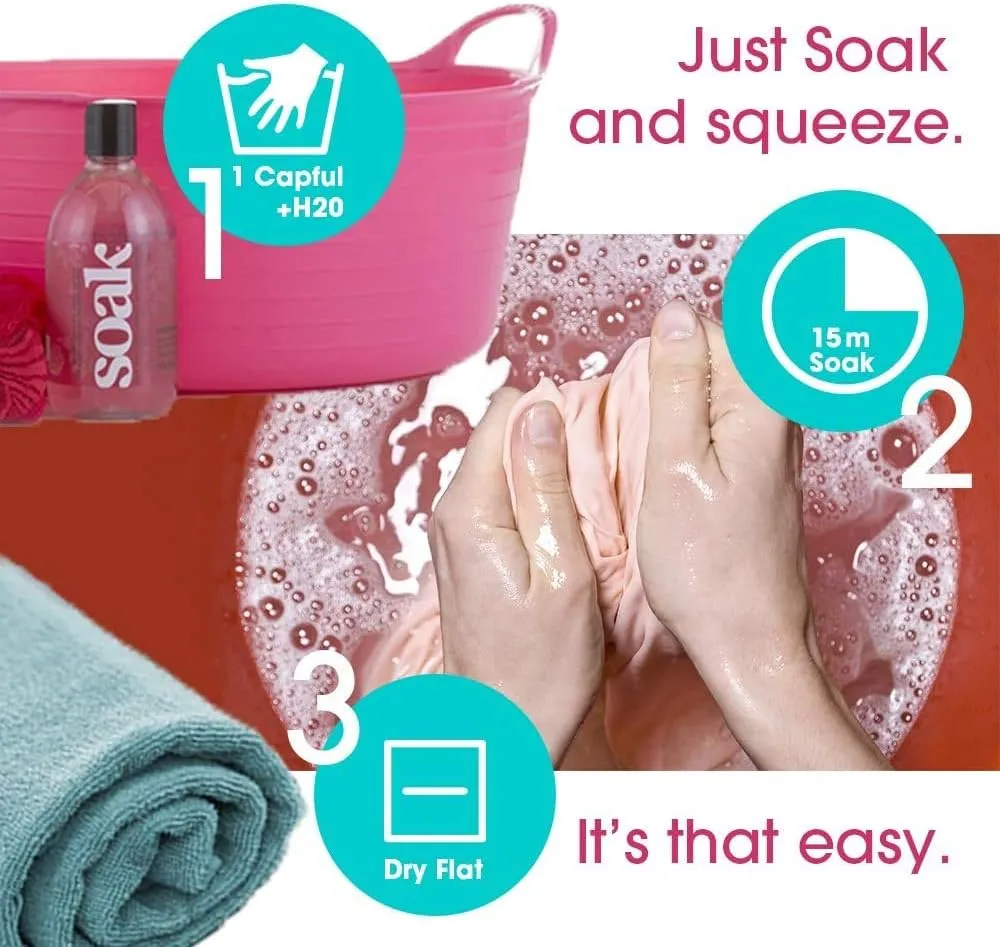 SoakBox - Soak Laundry Soap & Eco Wash Bag Set - 90 mL / 3 fl. oz Eco-Friendly Soap and 16 Inch Circle 100% Recycled RPET Wash Bag (Scentless)