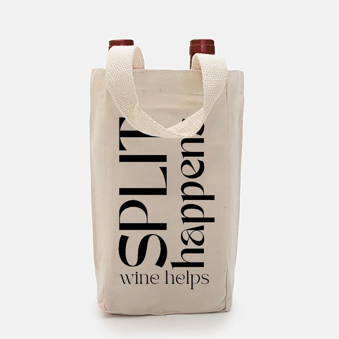 Split Happens Wine Tote Canvas (Double)