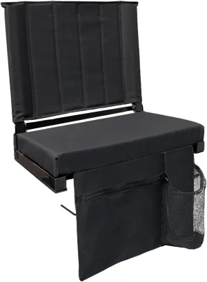 Stadium Seats for Bleachers with Back Support - Bleacher Chairs with Back and Cushion, Folding Stadium Seat Includes Shoulder Strap and Carry Handle, Storage Pockets, Cup Holder