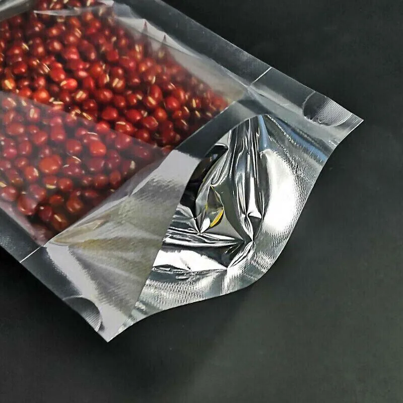 Stand Up Retail Bags 50PCS 8Sizes Aluminum Clear
