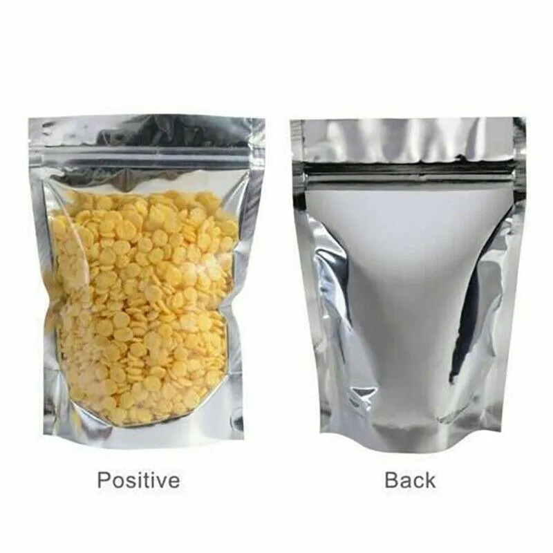Stand Up Retail Bags 50PCS 8Sizes Aluminum Clear