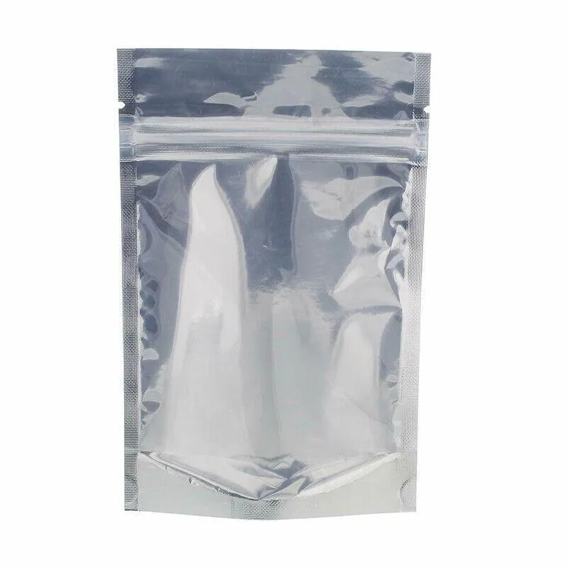 Stand Up Retail Bags 50PCS 8Sizes Aluminum Clear