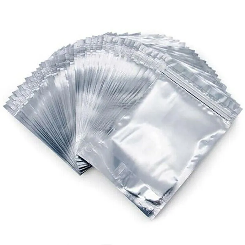 Stand Up Retail Bags 50PCS 8Sizes Aluminum Clear