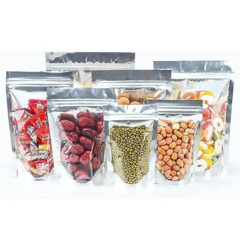 Stand Up Retail Bags 50PCS 8Sizes Aluminum Clear
