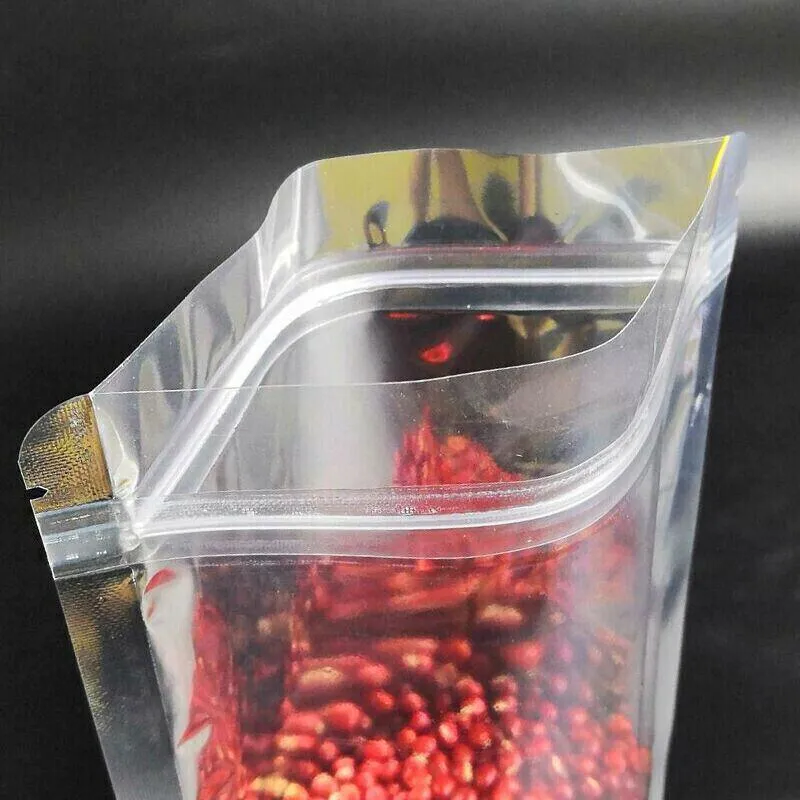 Stand Up Retail Bags 50PCS 8Sizes Aluminum Clear