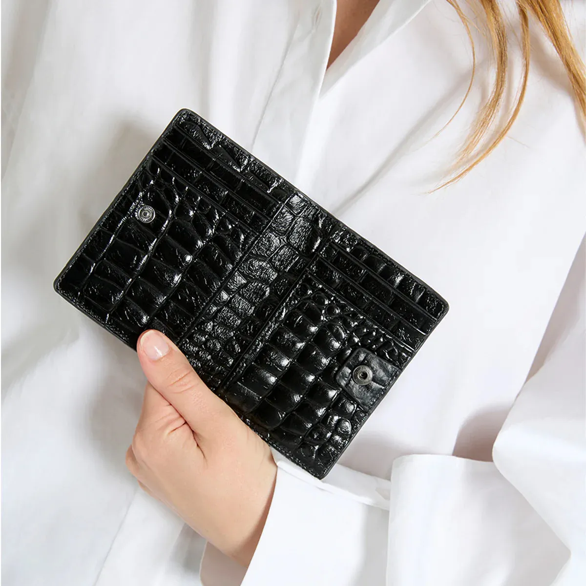 Status Anxiety Easy Does It - Black Croc Emboss