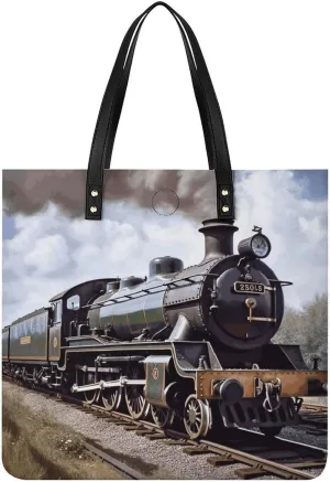 Steam Locomotive Train Tote Bag Pu Leather Handbags for Women Shopping Shoulder Bags Travel Hobo Bags Slouchy Tote Big Capacity Cross Body Handbags Laptop Briefcases