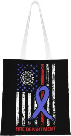 Stomach Cancer Awareness Usa Flag Tote Bag for Women Canvas Shopping Bags Reusable Beach Bag Grocery Bags Tote Shoulder Bag Gift Bags