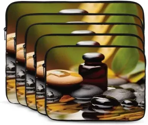 Stones and Spa Oil on The Wood Near a Pond Laptop Case 12 inch Portable Computer Sleeve Shockproof Fashion Laptop Bag for Women Men Briefcase