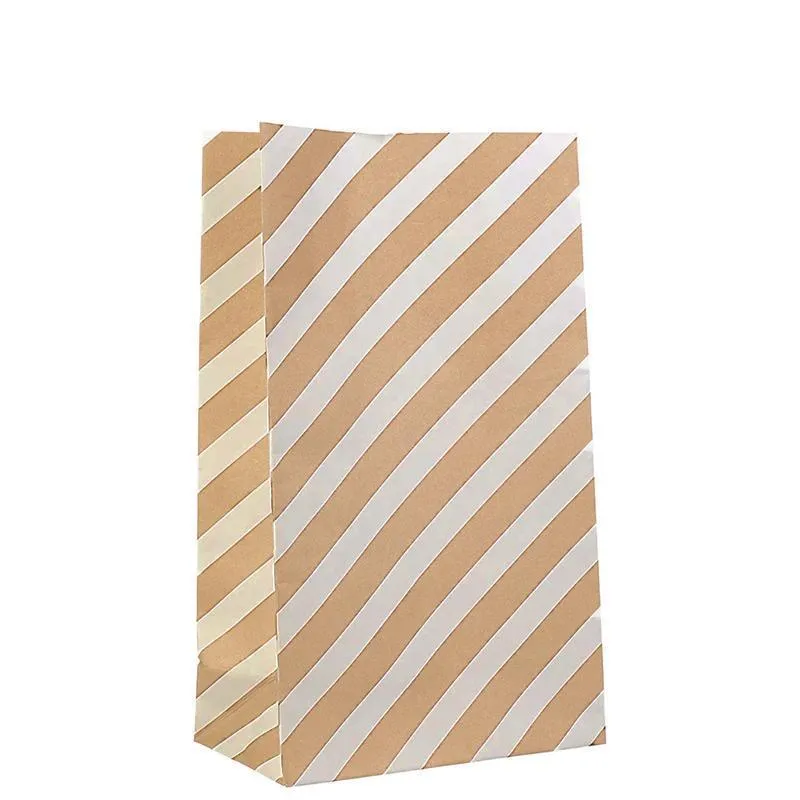 Striped Paper Bags 100PCS 2Sizes 6Colours