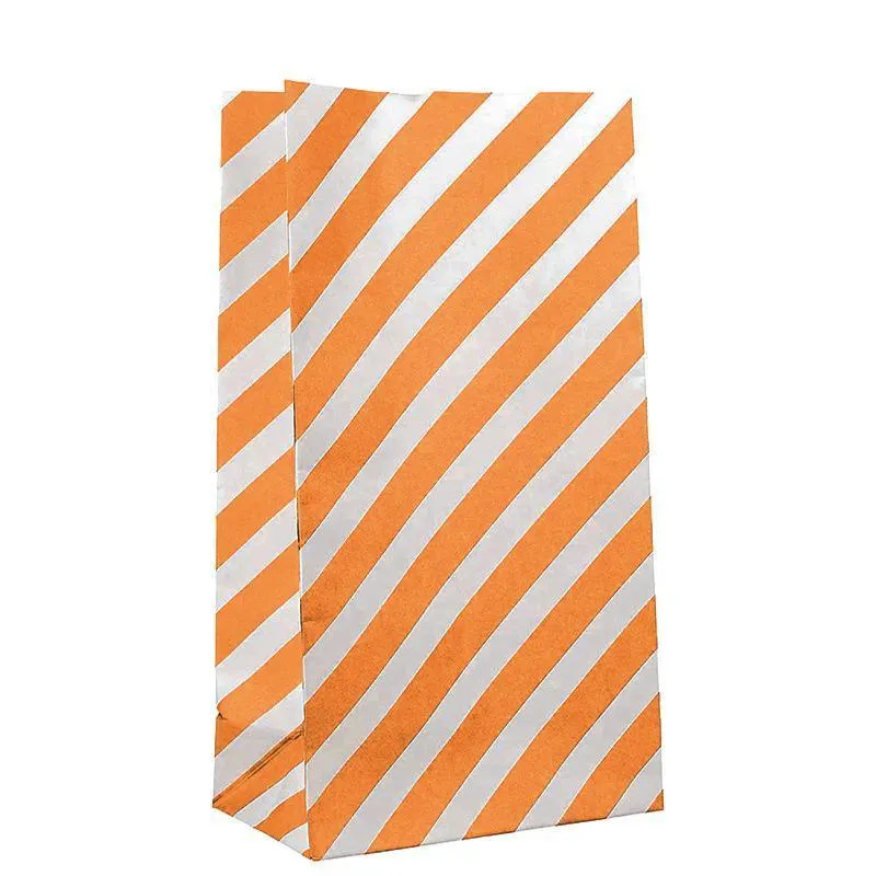 Striped Paper Bags 100PCS 2Sizes 6Colours