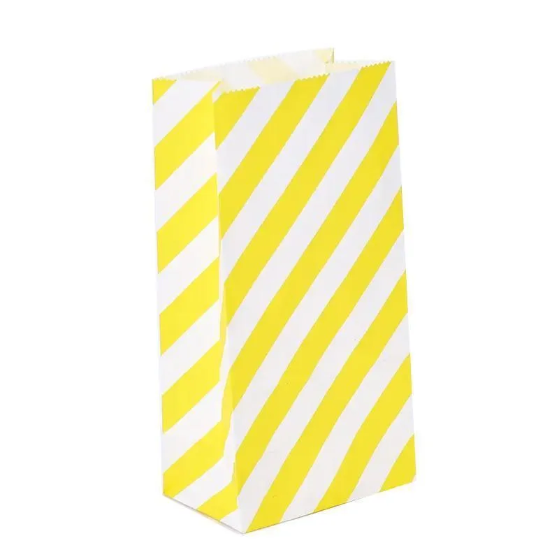 Striped Paper Bags 100PCS 2Sizes 6Colours