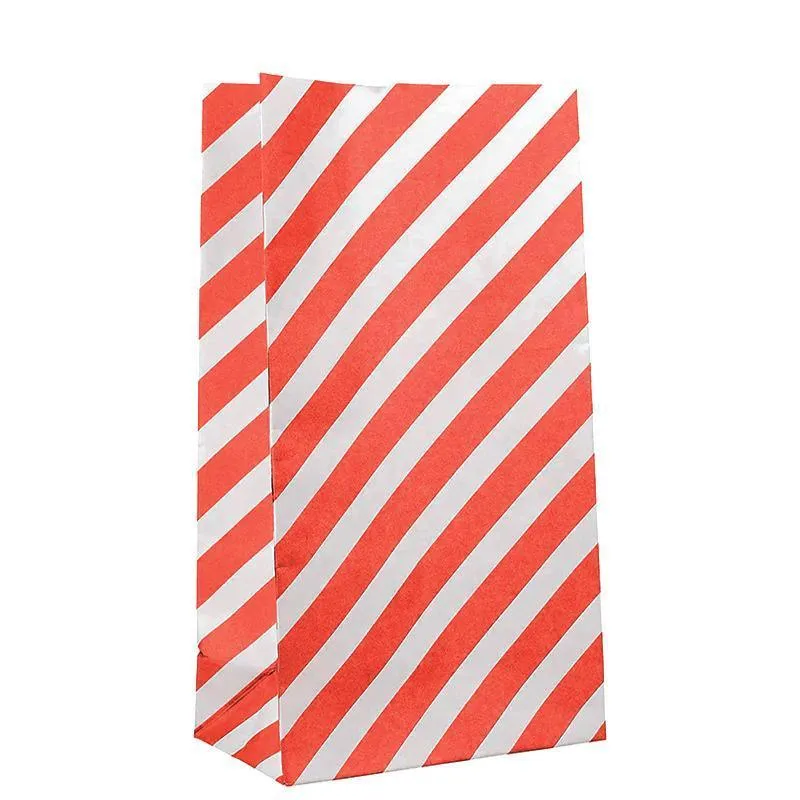 Striped Paper Bags 100PCS 2Sizes 6Colours
