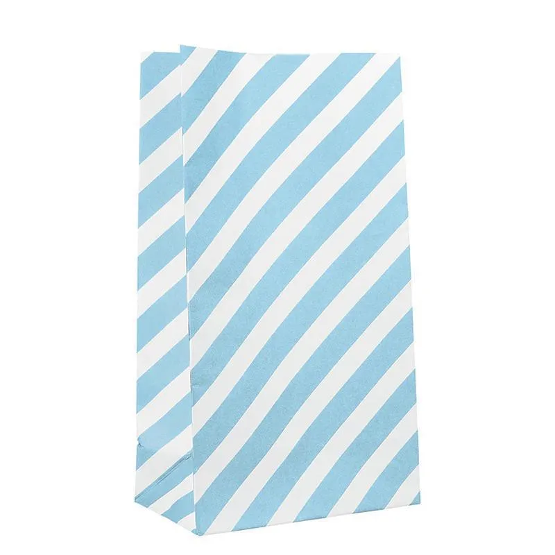 Striped Paper Bags 100PCS 2Sizes 6Colours