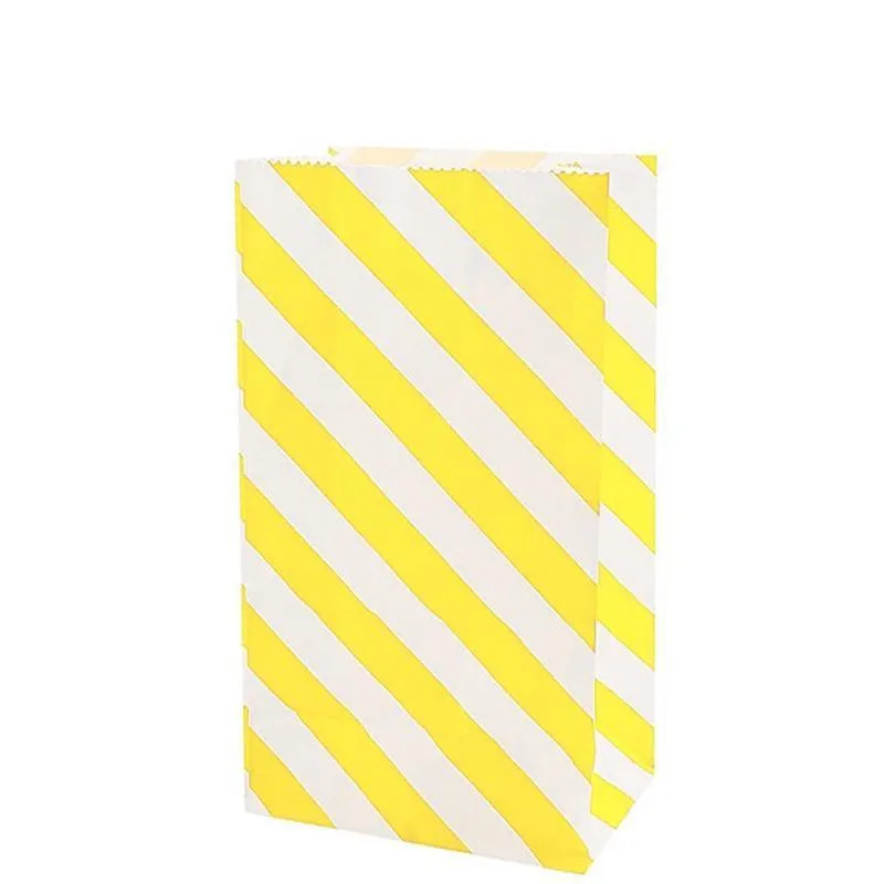 Striped Paper Bags 100PCS 2Sizes 6Colours