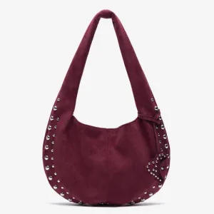 Stylish Designer Bag Women High Quality Soft Flannel Rivet Vintage Shoulder Bag with Pendant