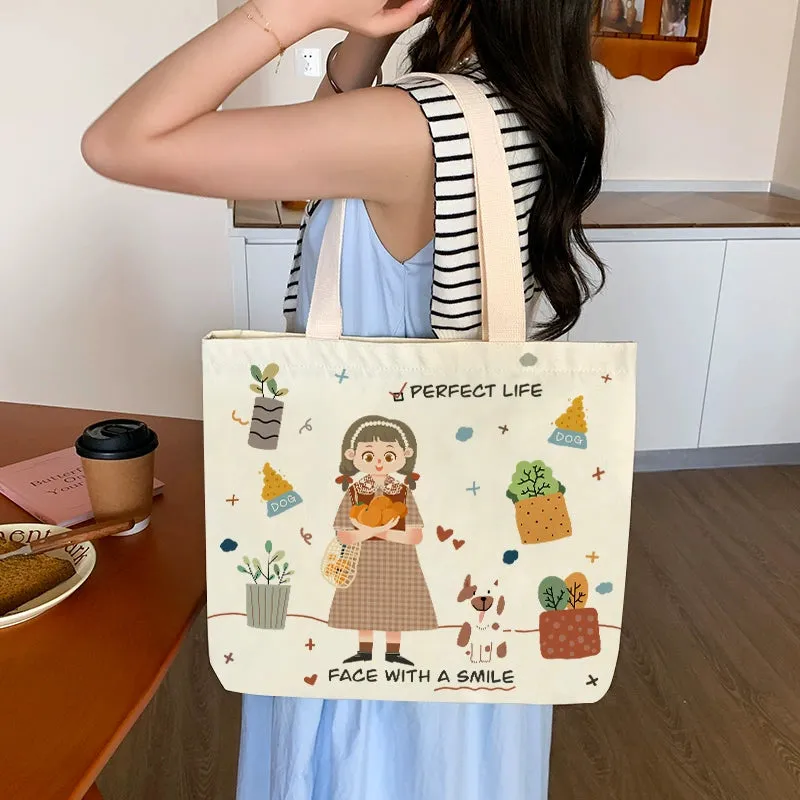 Summer Work Work Clothing Satchel Students Zip Canvas Bag