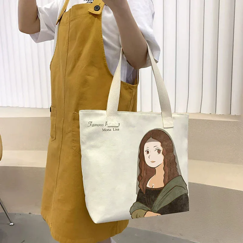 Summer Work Work Clothing Satchel Students Zip Canvas Bag