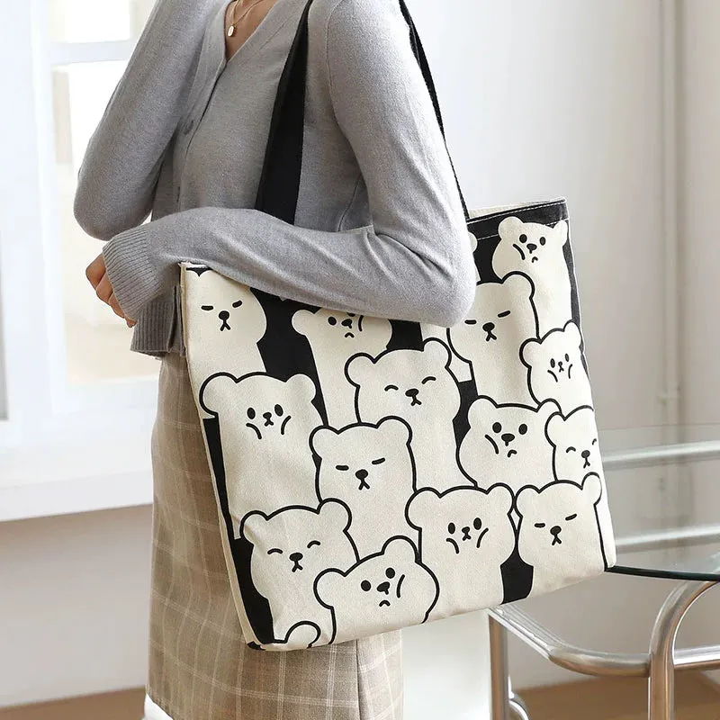 Summer Work Work Clothing Satchel Students Zip Canvas Bag
