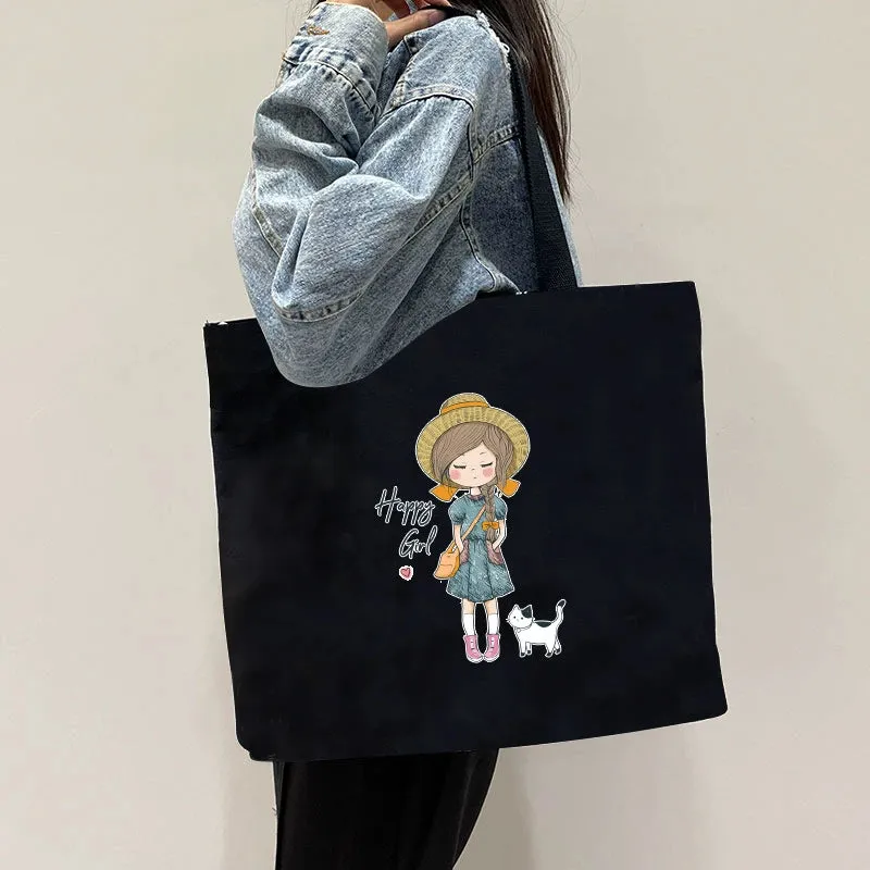 Summer Work Work Clothing Satchel Students Zip Canvas Bag