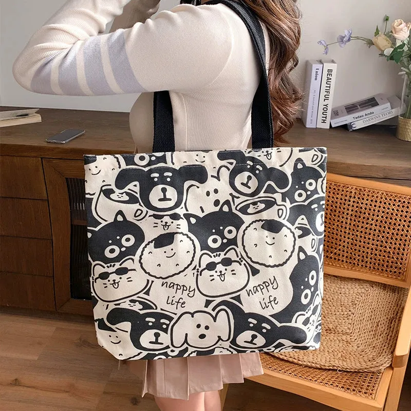 Summer Work Work Clothing Satchel Students Zip Canvas Bag