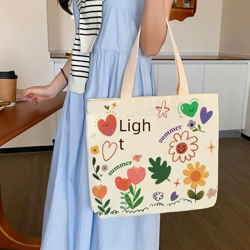 Summer Work Work Clothing Satchel Students Zip Canvas Bag