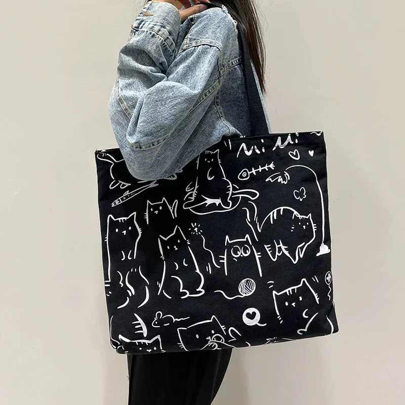Summer Work Work Clothing Satchel Students Zip Canvas Bag