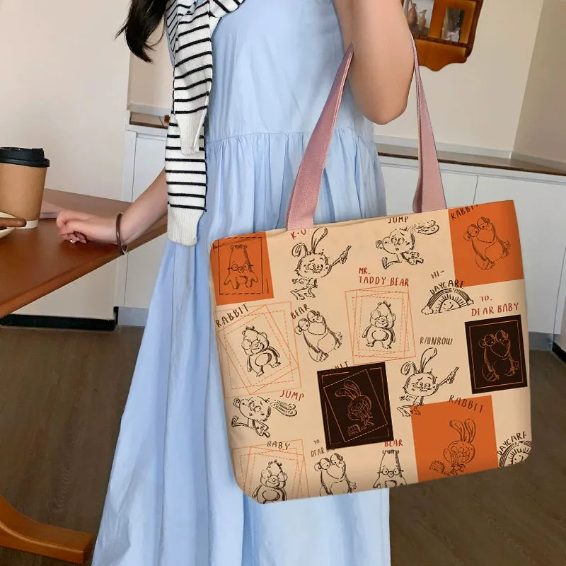 Summer Work Work Clothing Satchel Students Zip Canvas Bag