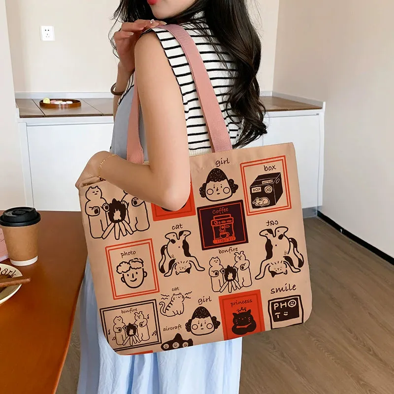 Summer Work Work Clothing Satchel Students Zip Canvas Bag