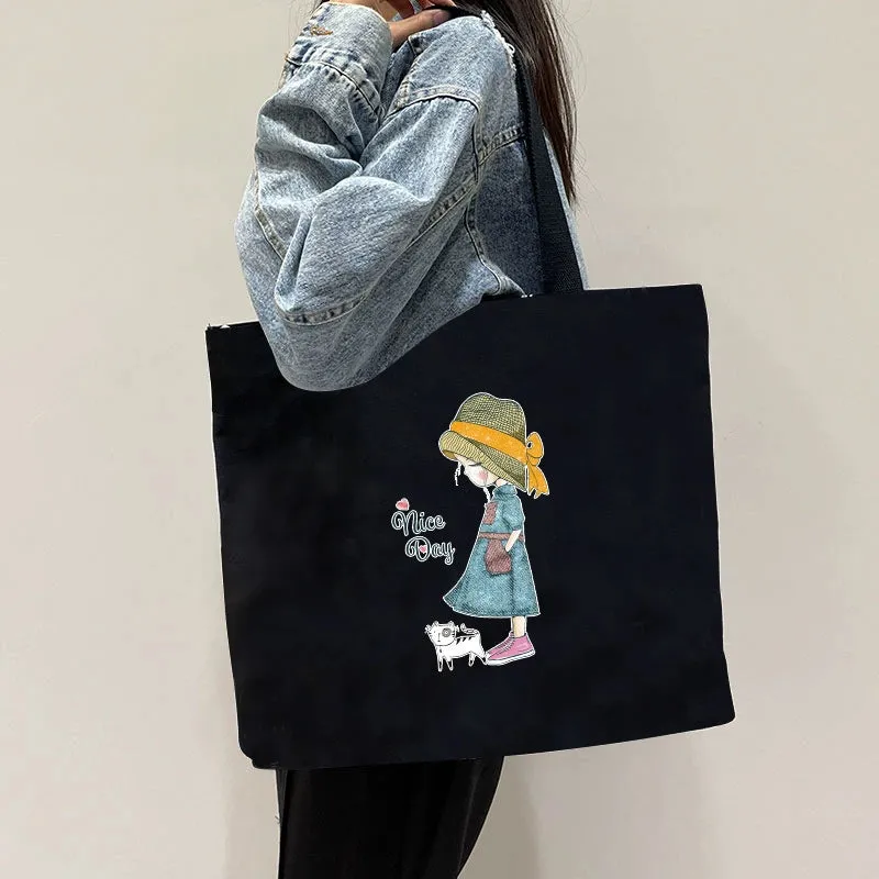 Summer Work Work Clothing Satchel Students Zip Canvas Bag