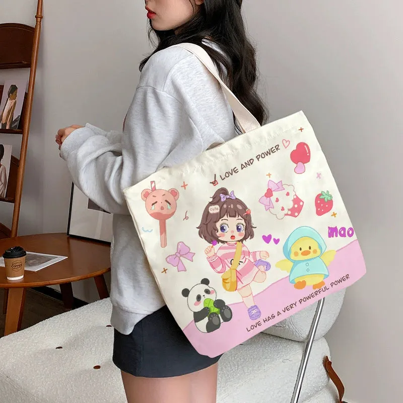 Summer Work Work Clothing Satchel Students Zip Canvas Bag