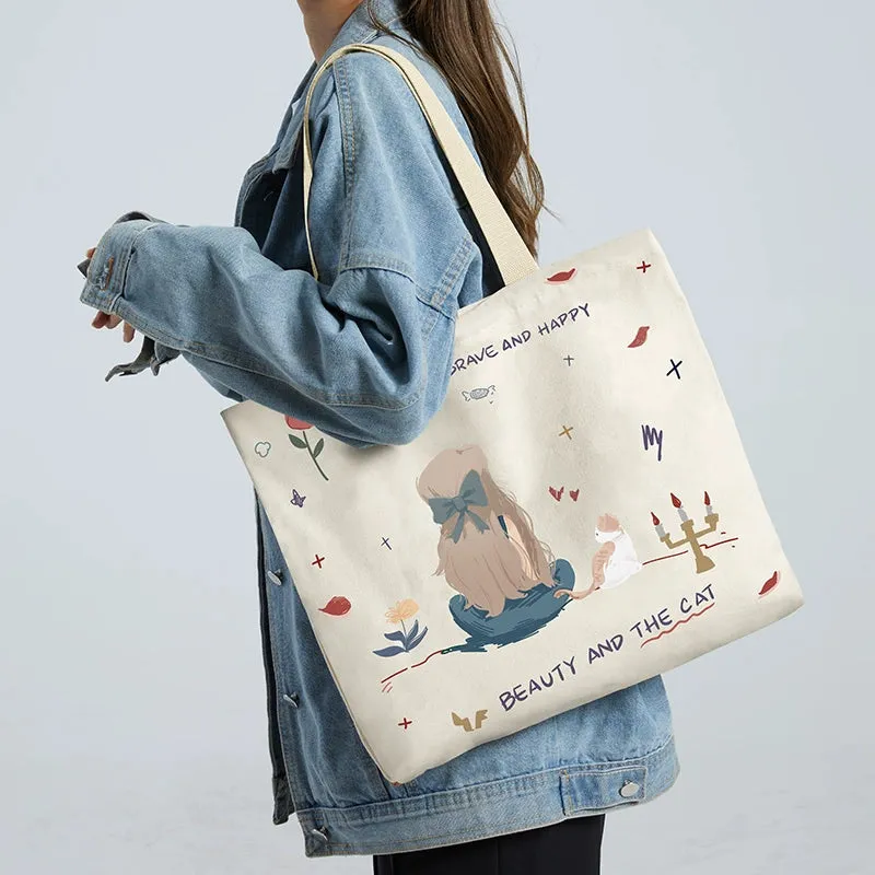 Summer Work Work Clothing Satchel Students Zip Canvas Bag