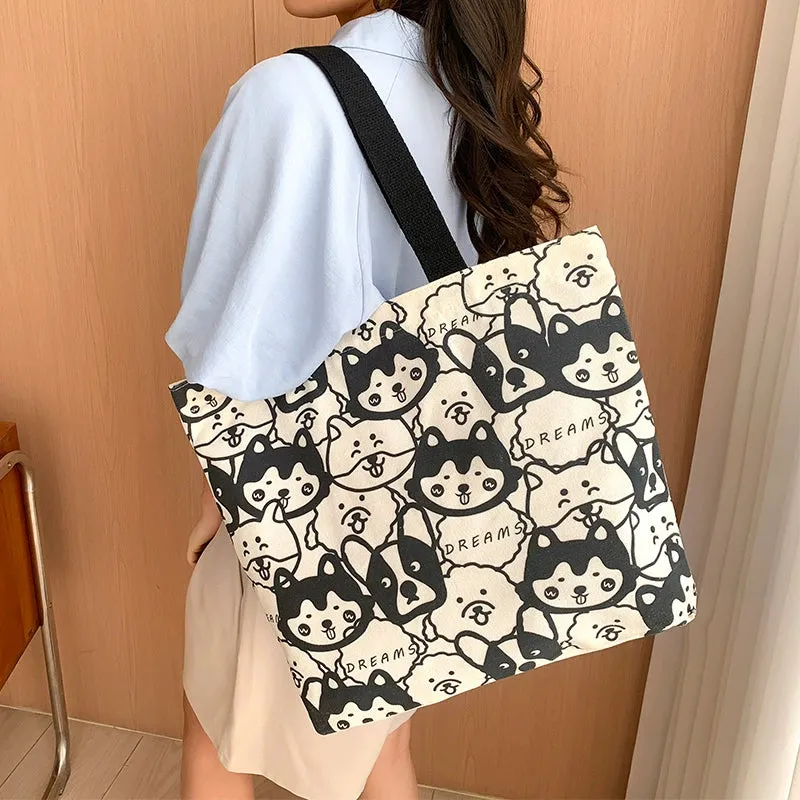 Summer Work Work Clothing Satchel Students Zip Canvas Bag