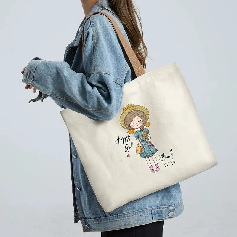 Summer Work Work Clothing Satchel Students Zip Canvas Bag