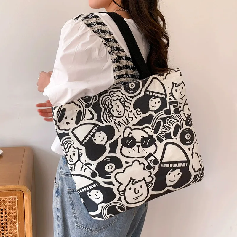 Summer Work Work Clothing Satchel Students Zip Canvas Bag
