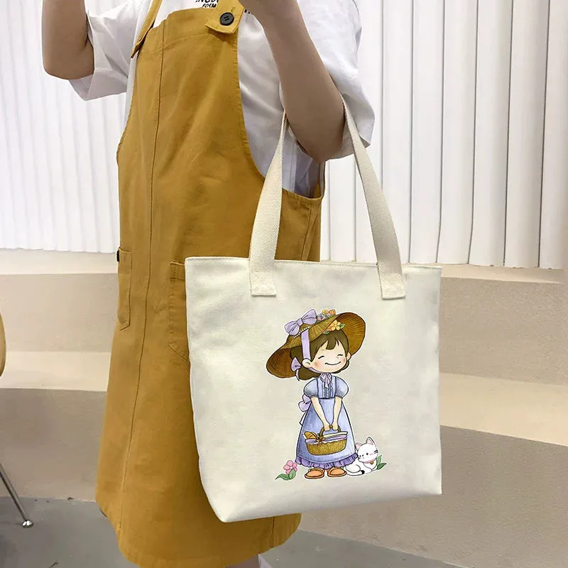 Summer Work Work Clothing Satchel Students Zip Canvas Bag
