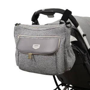 SUNVENO Universal Stroller Organizer, Stroller Diaper Bag with Cup Holder & Shoulder Strap, Large Storage Space with Multiple Pockets Fit Nearly Any Stroller, Grey