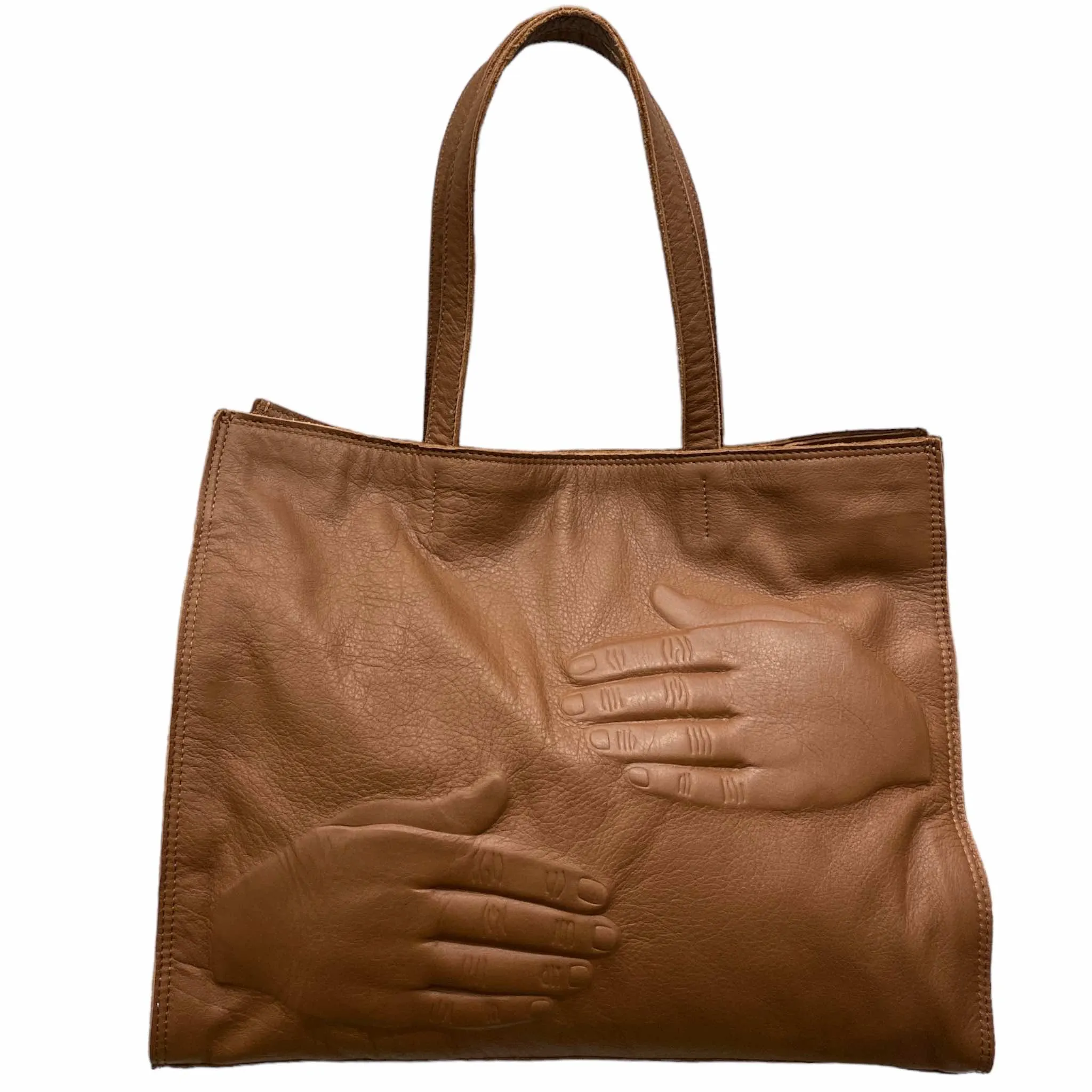 Taba leather shoulder bag with hands